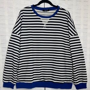 ZESICA Striped Pullover Long Sleeve Crewneck Oversized Sweatshirts Size XL